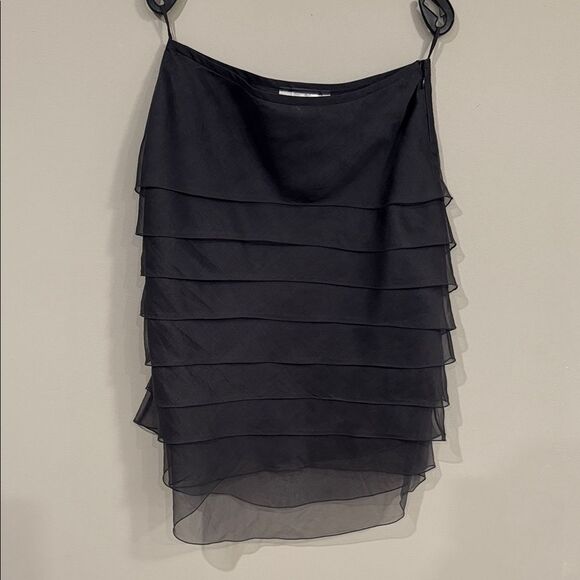 Dresses & Skirts - Virgo 21 vintage dark grey 100% silk‎ elegant tiered skirt